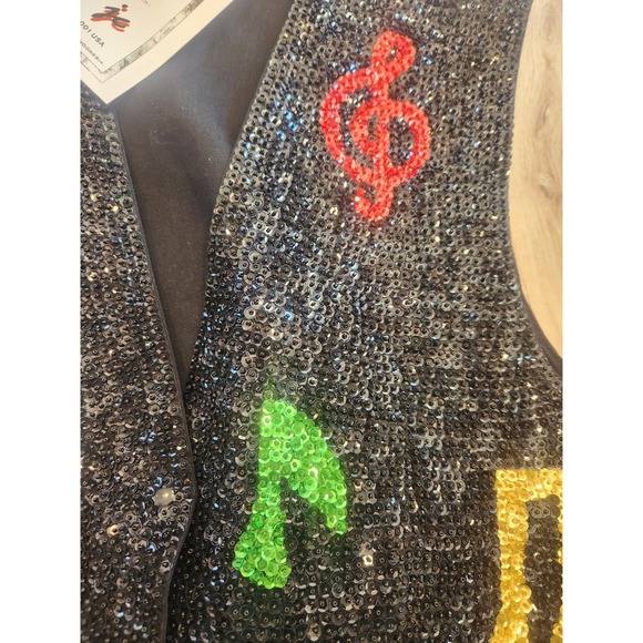 Vtg JC 001 USA Music Themed Sleeveless Sequin Snap Vest Women's XXL New W/Tags - Picture 6 of 9